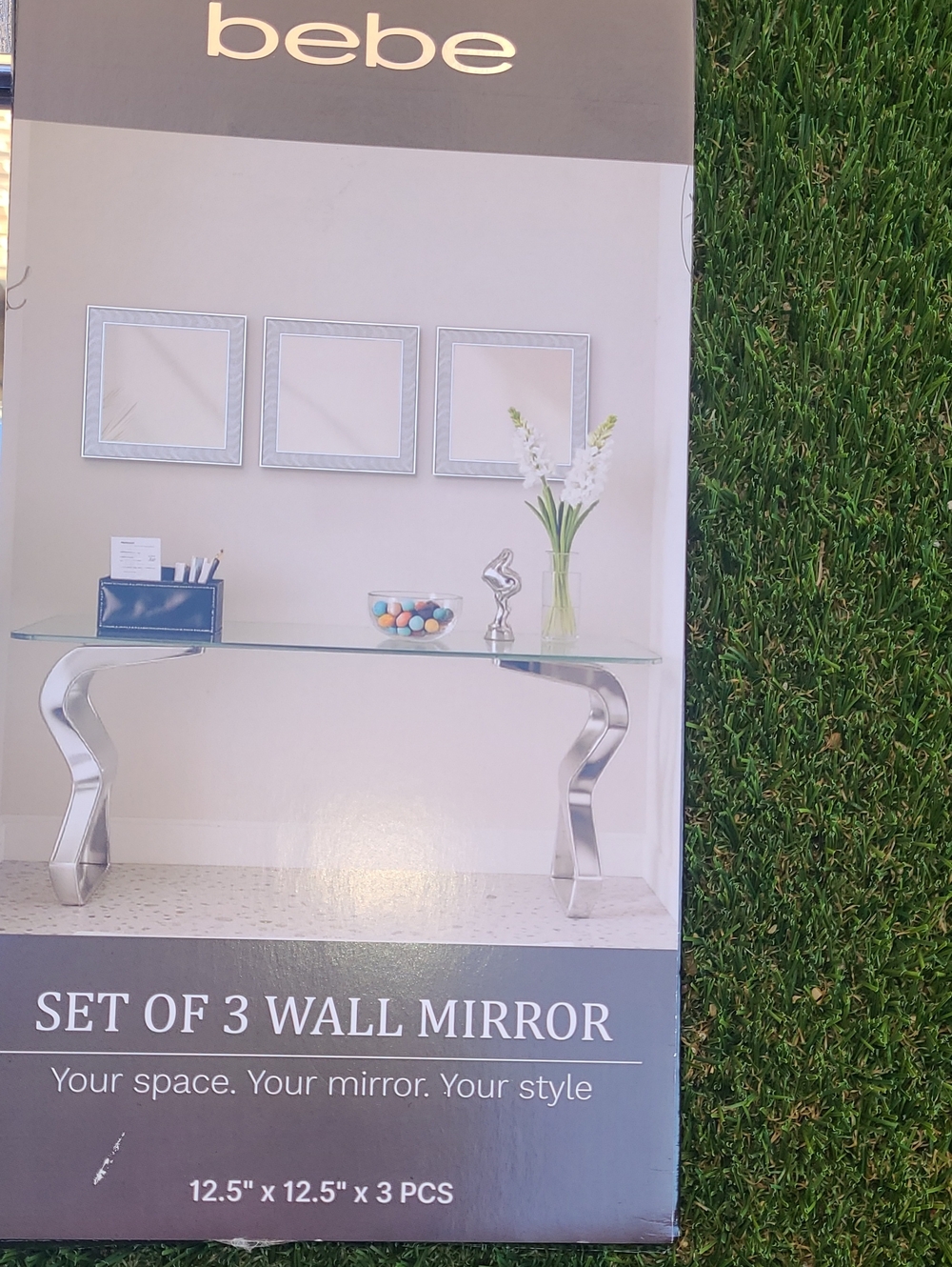 bebe Silver Framed Set of 3 Square Wall Mirrors